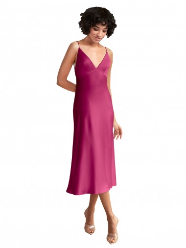 Sem Mangas Decote V Lombar Cetim Elástico Linha A Vestidos de Madrinha / Vestidos de Noite / Vestidos de Festa