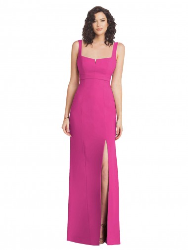 Sem Mangas Decote Quadrado Lombar Crepe Esticado Trombeta Vestidos de Madrinha / Vestidos de Festa