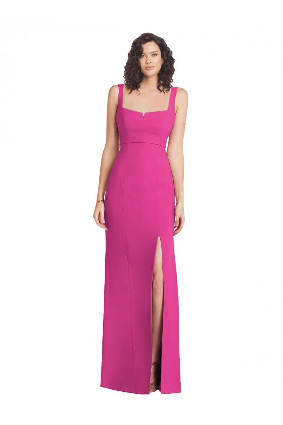 Sem Mangas Decote Quadrado Lombar Crepe Esticado Trombeta Vestidos de Madrinha / Vestidos de Festa