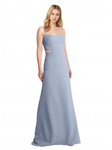 Sem Mangas Alças finas Abrir de volta Crepe Esticado Linha A Vestidos de Madrinha / Vestidos de Festa