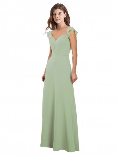Mangas Curtas Amor Lombar Chiffon Linha A Vestidos de Madrinha