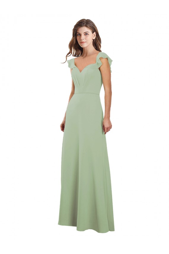 Mangas Curtas Amor Lombar Chiffon Linha A Vestidos de Madrinha