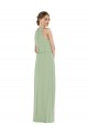 Sem Mangas Decote Alto Chiffon Linha A Fumo Verde Vestidos de Madrinha