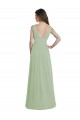 Sem Mangas Decote V Costas em V Chiffon Linha A Fumo Verde Longo Vestidos de Madrinha