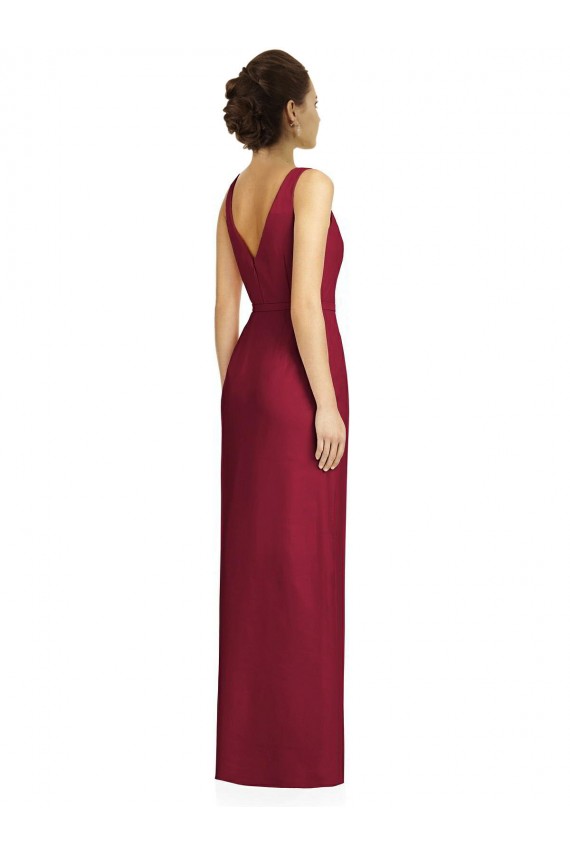 Sem Mangas Decote V Costas em V Chiffon Bainha Longo Vestidos de Madrinha