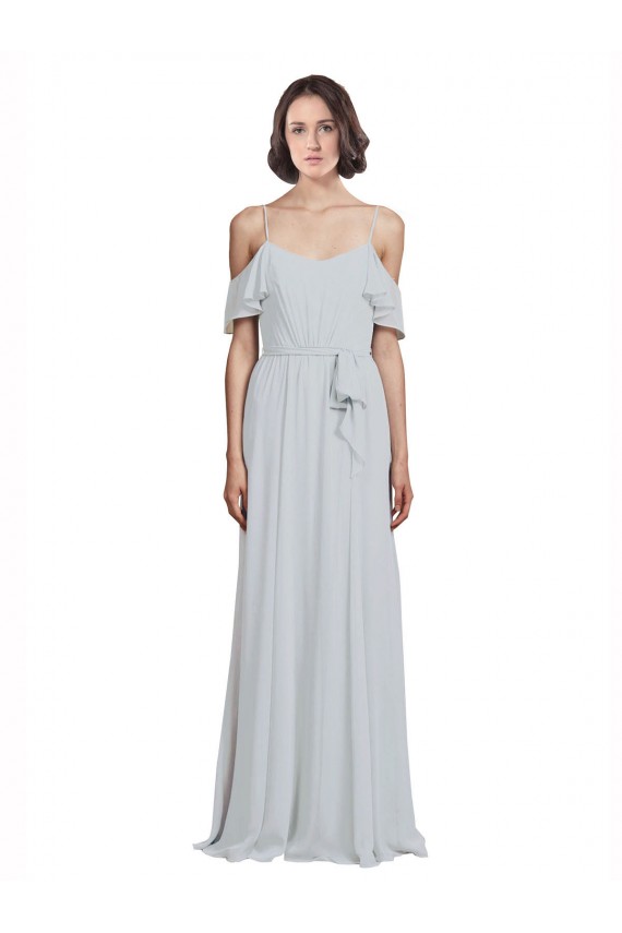Sem Mangas Fora do Ombro Chiffon Linha A Geada Longo Vestidos de Madrinha