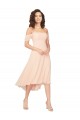 Ombro Frio Decote Quadrado Lombar Chiffon Linha A Vestidos de Madrinha