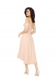 Ombro Frio Decote Quadrado Lombar Chiffon Linha A Vestidos de Madrinha