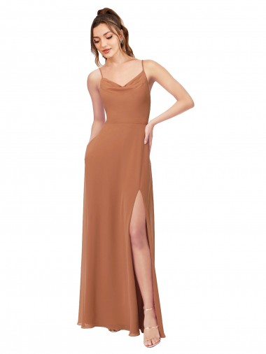Sem Mangas Decote Capuz Lombar Chiffon Linha A Vestidos de Madrinha