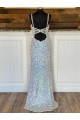 Sem Mangas Decote V Lantejoulas Veludo Bainha Vestidos de Festa / Vestido de Noiva