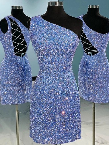 Sem Mangas Um Ombro Lantejoulas Veludo Bainha Vestido de Festa / Vestido de Noite
