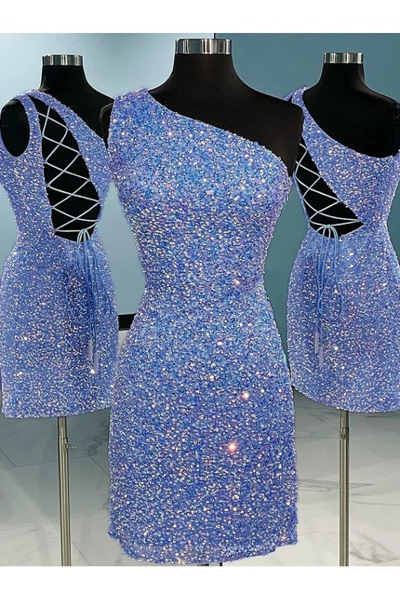 Sem Mangas Um Ombro Lantejoulas Veludo Bainha Vestido de Festa / Vestido de Noite