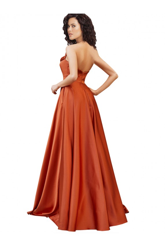 Sem Mangas Decote redondo Lombar Cetim Sedoso Linha A Vestidos de Madrinha / Vestidos de Noite / Vestidos de Festa