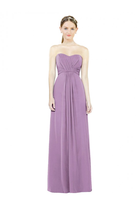 Sem Mangas Amor Chiffon Linha A Lavanda Escura Longo Vestidos de Madrinha