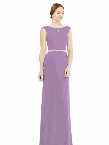 Sem Mangas Decote Barco Lombar Chiffon Linha A Vestidos de Madrinha