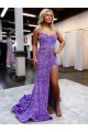 Sem Mangas Amor Lantejoulas Veludo Linha A Lavanda Longo Vestidos de Festa