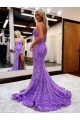 Sem Mangas Amor Lantejoulas Veludo Linha A Lavanda Longo Vestidos de Festa