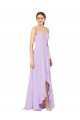 Sem Mangas Decote V Abrir de volta Chiffon Bainha Alto Baixo, Vestidos de Madrinha