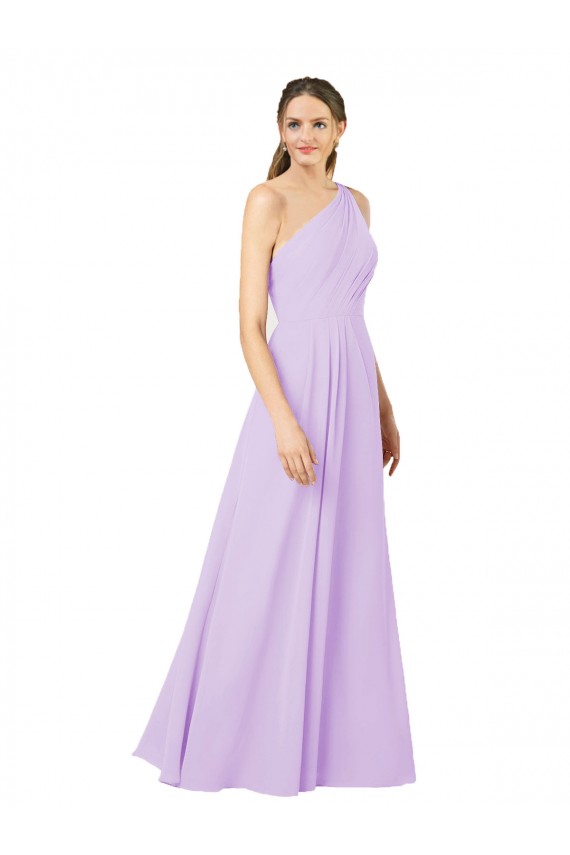 Sem Mangas Um Ombro Chiffon Bainha Vestidos de Madrinha / Vestidos de Noite
