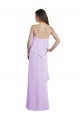 Sem Mangas Alças finas Lombar Chiffon Linha A Lilás Longo Vestidos de Madrinha
