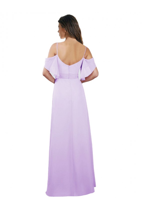 Ombro Frio Fora do Ombro Chiffon Linha A Vestidos de Madrinha