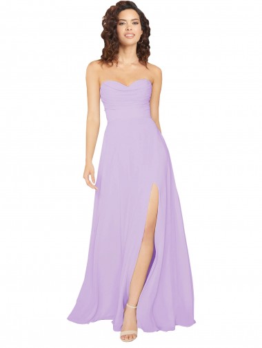 Sem Mangas Amor Lombar Chiffon Linha A Longo Vestidos de Festa / Vestidos de Madrinha