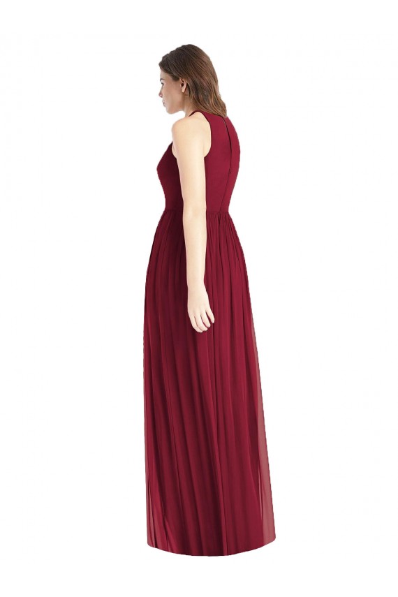Sem Mangas Cabeçada Chiffon Linha A Vestidos de Madrinha / Vestidos Formais