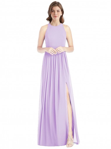 Sem Mangas Cabeçada Chiffon Linha A Vestidos de Madrinha / Vestidos Formais