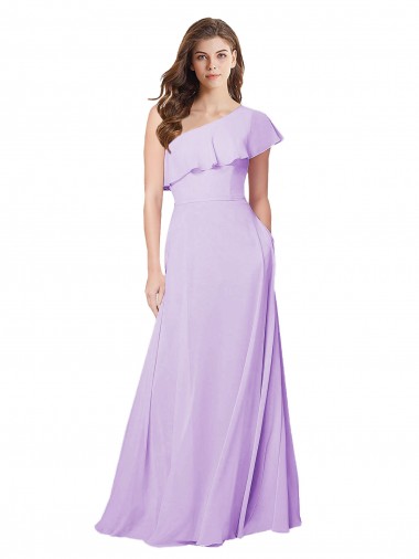 Sem Mangas Um Ombro Chiffon Linha A Lilás Vestido de Festa / Vestido de Madrinha