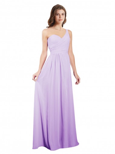 Sem Mangas Um Ombro Chiffon Linha A Lilás Vestidos de Festa / Vestidos de Madrinha