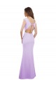 Mangas Curtas Decote redondo Abrir de volta Chiffon Coluna Vestidos de Madrinha