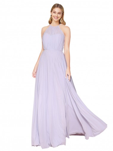 Sem Mangas Cabeçada Chiffon Linha A Vestidos de Madrinha / Vestidos de Noite / Vestidos de Festa