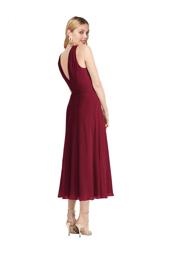 Sem Mangas Cabeçada Costas em V Chiffon Linha A Vestidos de Madrinha / Vestidos de Cocktail