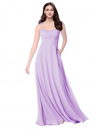 Sem Mangas Colher Chiffon Linha A Vestidos de Madrinha
