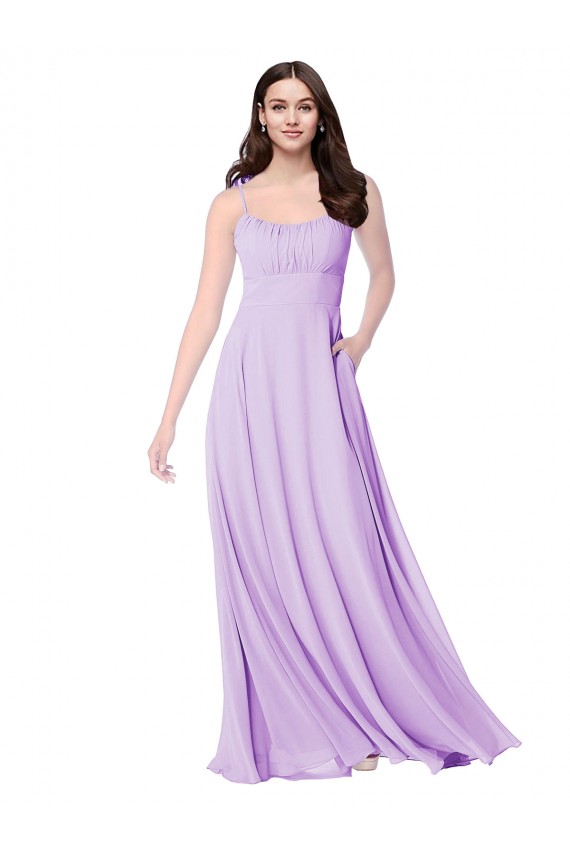 Sem Mangas Colher Chiffon Linha A Vestidos de Madrinha