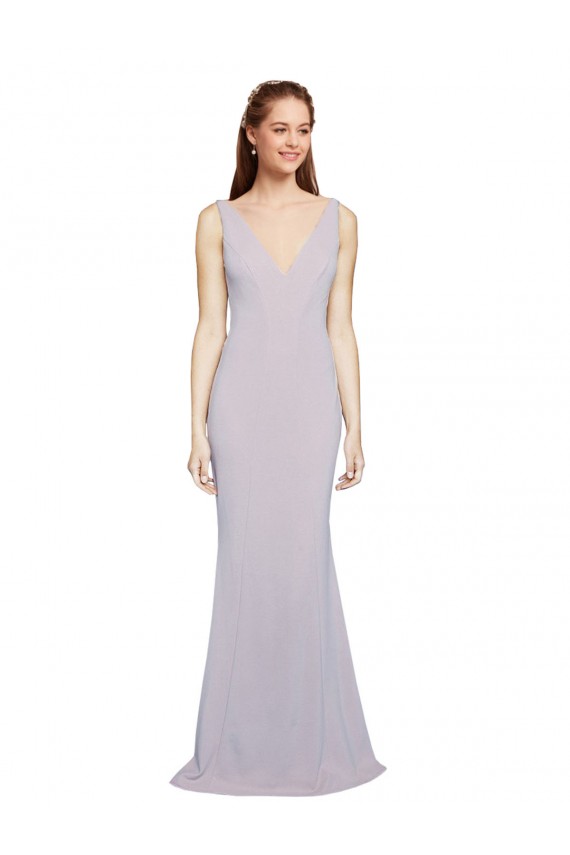 Sem Mangas Decote V Buraco da fechadura Crepe Esticado Sereia Vestidos de Madrinha / Vestidos de Noite / Vestidos de Festa