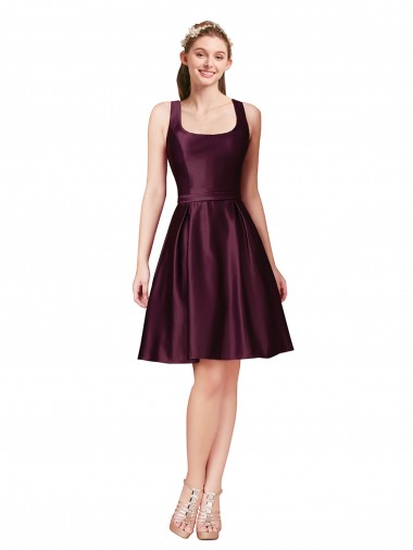 Sem Mangas Barco Costas em V Cetim Linha A Vestidos de Madrinha / Vestidos de Festa / Vestidos de Cocktail / Vestidos de Homecoming
