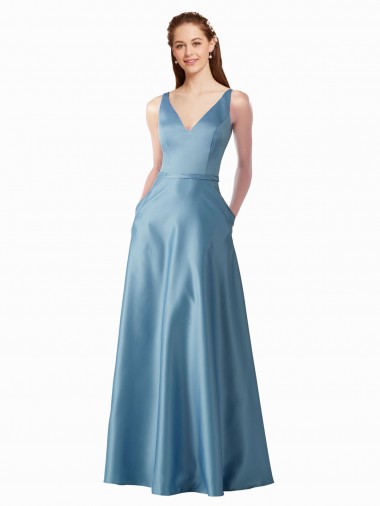 Sem Mangas Decote Alto Cetim Linha A Vestidos de Madrinha / Vestidos de Festa