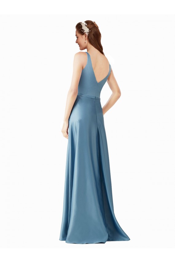 Sem Mangas Decote Alto Cetim Linha A Vestidos de Madrinha / Vestidos de Festa
