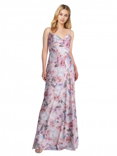 Sem Mangas Decote Capuz Cetim Elástico & Floral Linha A Vestidos de Madrinha / Vestidos de Noite