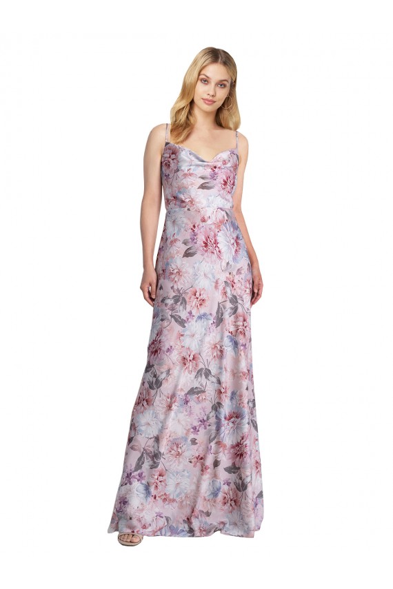 Sem Mangas Decote Capuz Cetim Elástico & Floral Linha A Vestidos de Madrinha / Vestidos de Noite