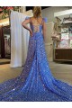 Sem Mangas Decote V Lantejoulas Veludo Linha A Vestidos de Festa