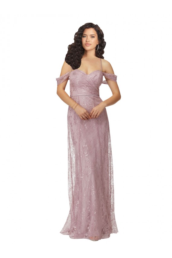Sem Mangas Fora do Ombro Criss Cruz Renda Linha A Vestidos de Madrinha