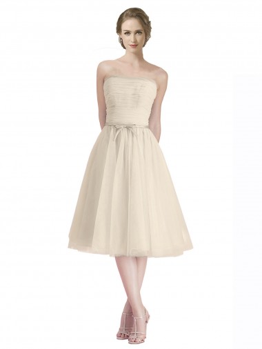 Sem Mangas Sem alças Tule Linha A Vestidos de Madrinha / Vestidos de Cocktail / Vestidos de Homecoming