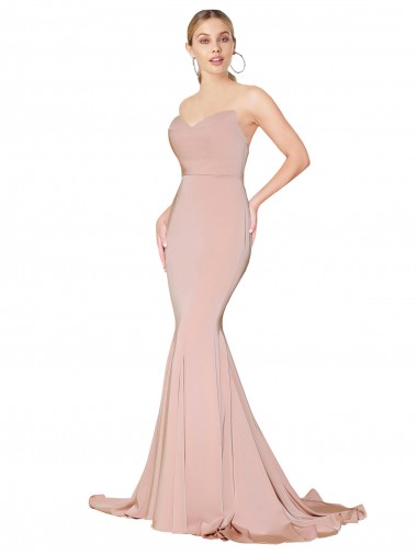 Sem Mangas Amor Lombar Crepe Esticado Sereia Longo Malva Vestidos de Madrinha / Vestidos de Noite / Vestidos de Festa