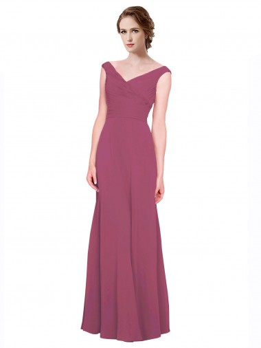 Sem Mangas Decote V Chiffon Linha A Malva Taupe Vestidos de Madrinha
