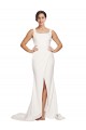 Sem Mangas Decote Quadrado Lombar Crepe Esticado Bainha Vestidos de Madrinha / Vestidos de Festa
