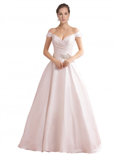 Sem Mangas Fora do Ombro Costas em V Cetim Linha A Vestidos de Noiva