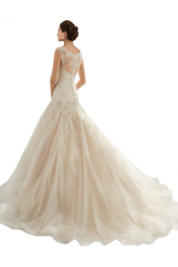Sem Mangas Amor Tule & Renda Sereia Longo Vestidos de Noiva
