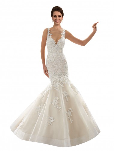 Sem Mangas Decote V Tule & Renda Sereia Vestidos de Festa / Vestidos de Madrinha